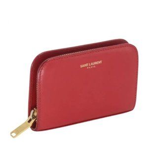Saint Laurent Leather Compact Zip Coin Purse